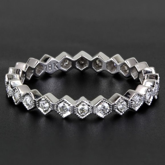 New Jolie 18k White Gold Diamond Stackable Eternity Anniversary / Wedding Ring